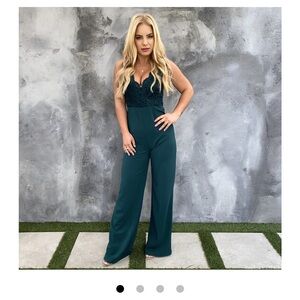 My Love Story Emerald Green Lace Jumpsuit by Dainty Hooligan